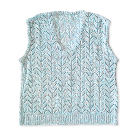 Vintage Knit Sweater V Neck Vest Scandi Copenhagen Coastal Grandma Cottagecore - Picture 2 of 9